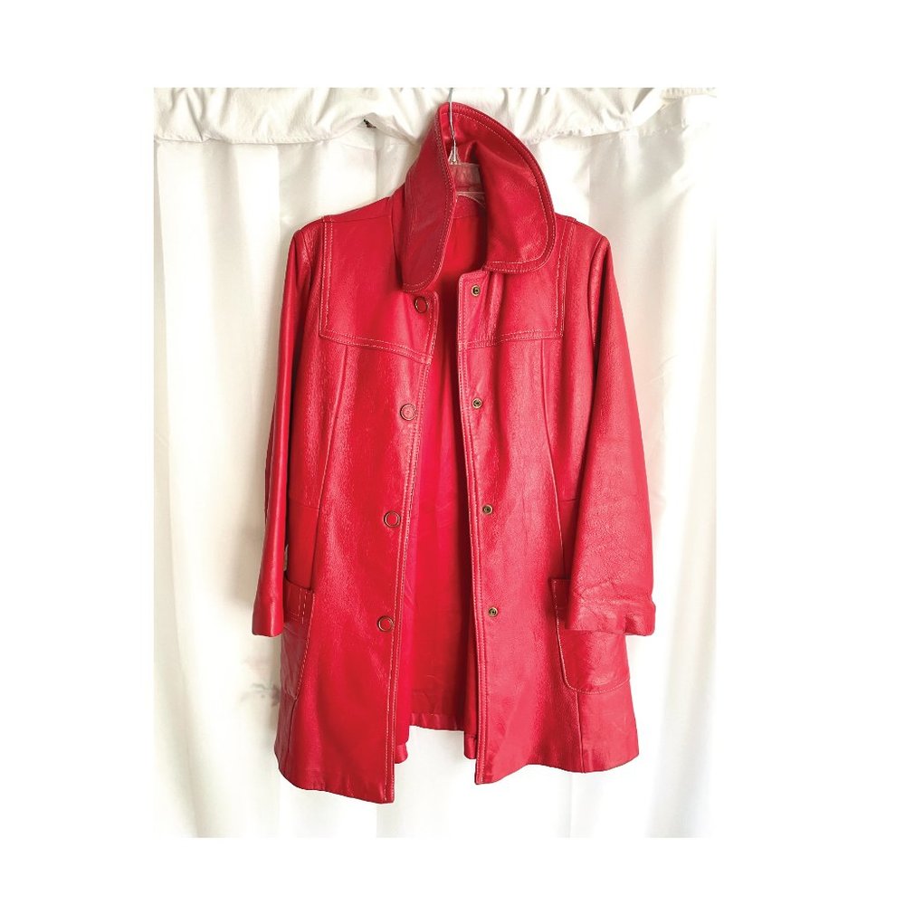 Custom Tailored Red Leather Overcoat